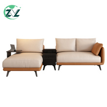L-shape Couch Removable Cabinet Side Table Sofa Set